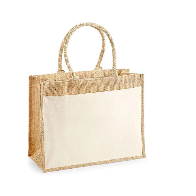 Natural & White Jute Bag